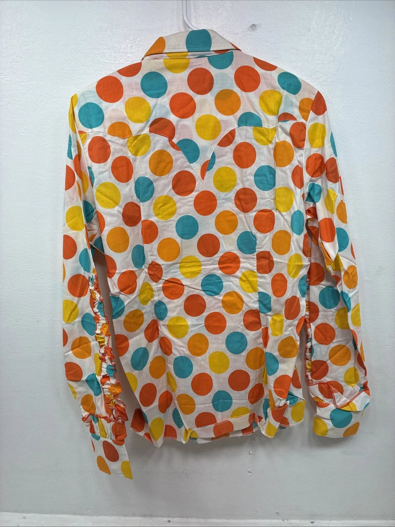 New Women’s TexasTogs Polkadot Long sleeve Pearl Snap Size 38 MM-51