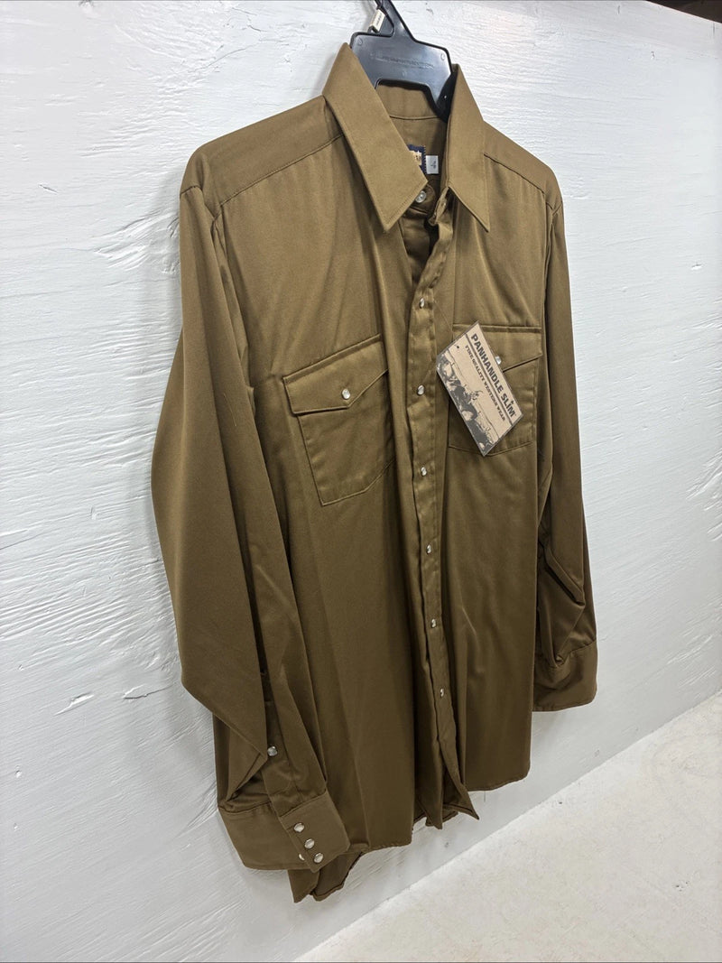 New Men’s Panhandle Slim Green Long Sleeve Pearl Snap 16.5 Large CC-31
