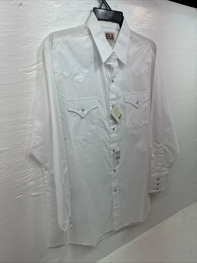 Me Women’s ELY Cattleman White Long Sleeve Pearl Snap 16.5 X 34 Large X-43