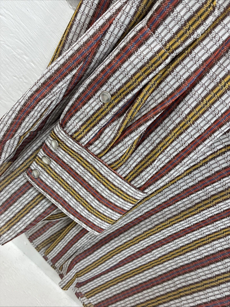 New Men’s Rockmount Multicolor Stripe Long Sleeve Pearl Snap Small AA-108