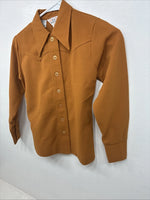 New Kids Lady Western Orange Long Sleev Button Up Size 10 TT-35 