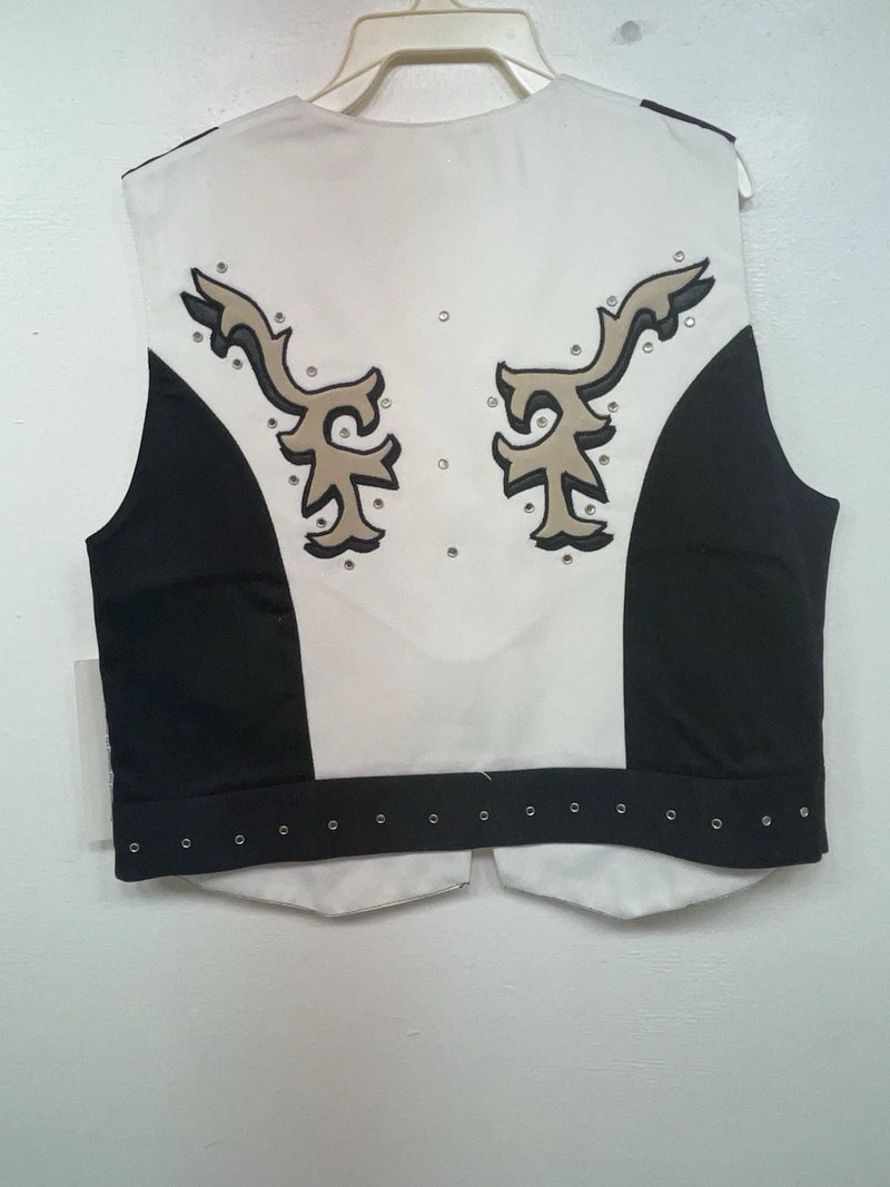 New Women’s Black White 1849 Authentic Ranchwear Cut Off Zip Up Vest M 3B-68