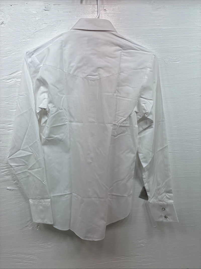 New Boys ELY Cattleman White Long Sleeve Pearl Snap size 16 CC-76