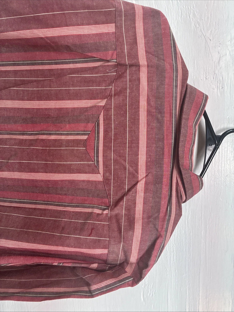 New Men’s H Bar C Pink Stripe Long Sleeve Pearl Snap 15.5 X 34 Medium T-75