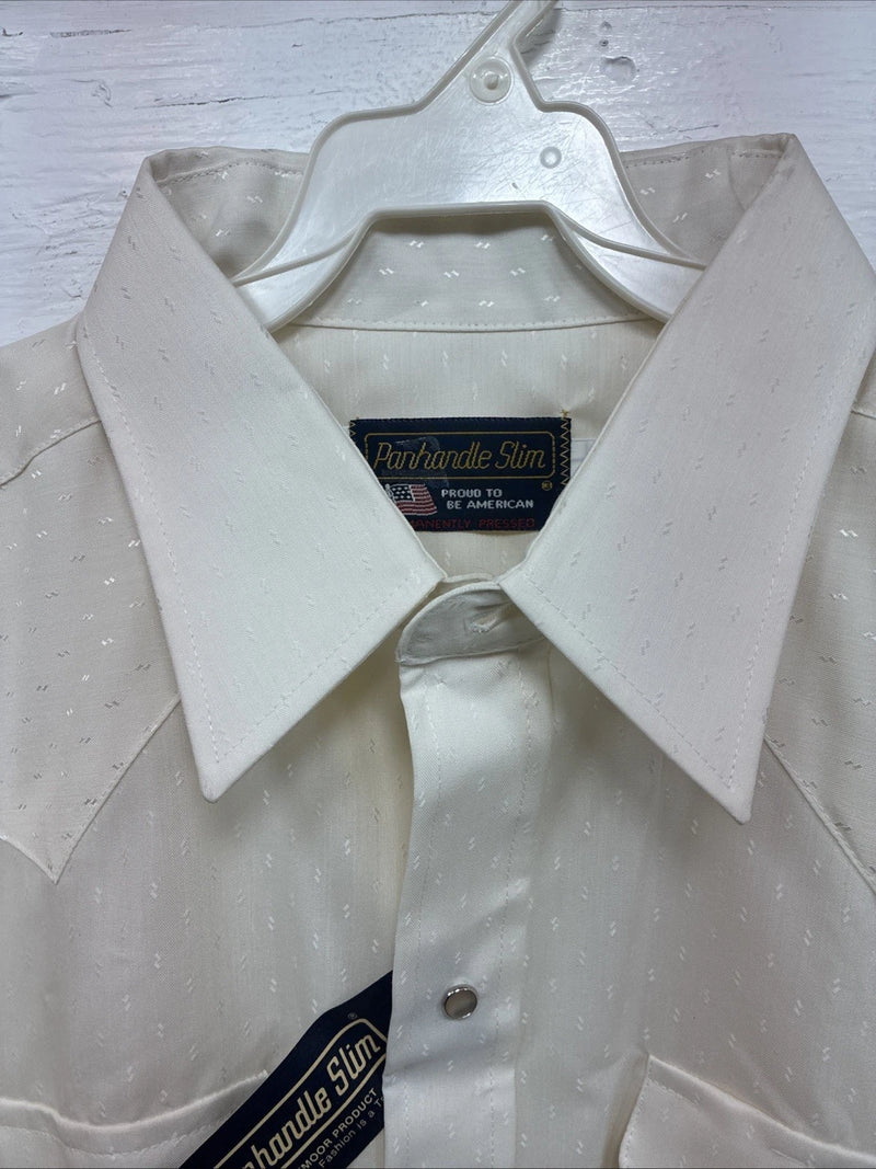 New Men’s Panhandle Slim Off White Long Sleeve Pearl Snap 18 X 34 2XL M-77