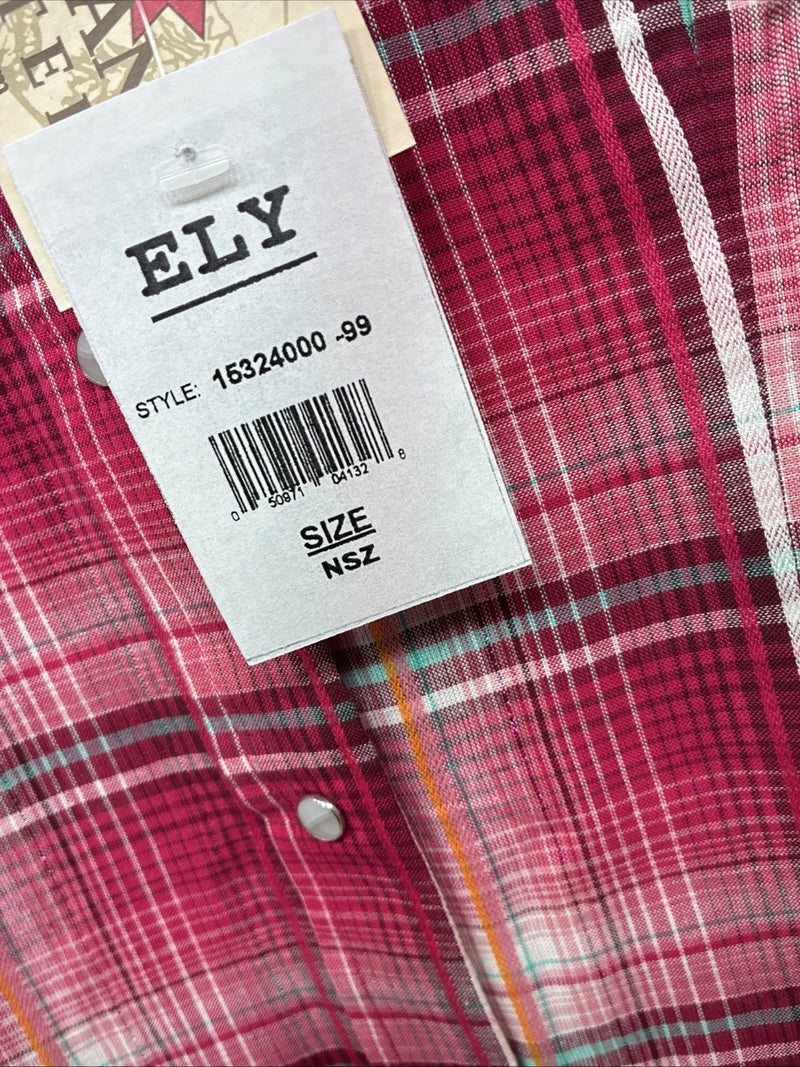New Women’s Cumberland Pink plaid Long Sleeve Pearl Snap Small DD-98
