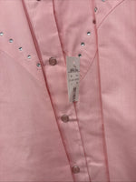 New Women’s White Horse Pink Gem Long Sleeve Pearl Snap Large II-75