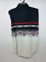 New Women’s Cumberland Black White Sleeveless Button Up Large TT-69