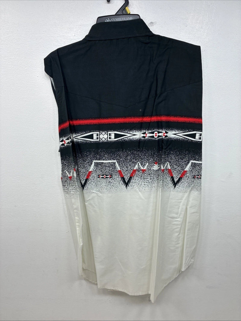 New Women’s Cumberland Black White Sleeveless Button Up Large TT-69