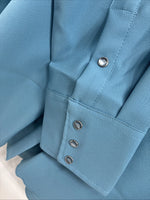 New Men’s Panhandle Slim Blue Simple Long Sleeve Pearl Snap 17 Large M-68