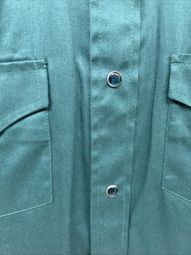 New Men’s Western Express Green Long Sleeve Pearl Snap Medium K-37