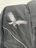 New Men’s ELY diamond Black Western Eagle Long Sleeve Pearls Snap 2XL F-67 