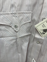 New Men’s ELY Cattleman Off White Long Sleeve Pearl Snap 15 X 34 Medium E-46