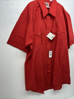 New Mens Red Pearl Snap ELY cattleman Short Sleeve Shirt 17 XL I-44