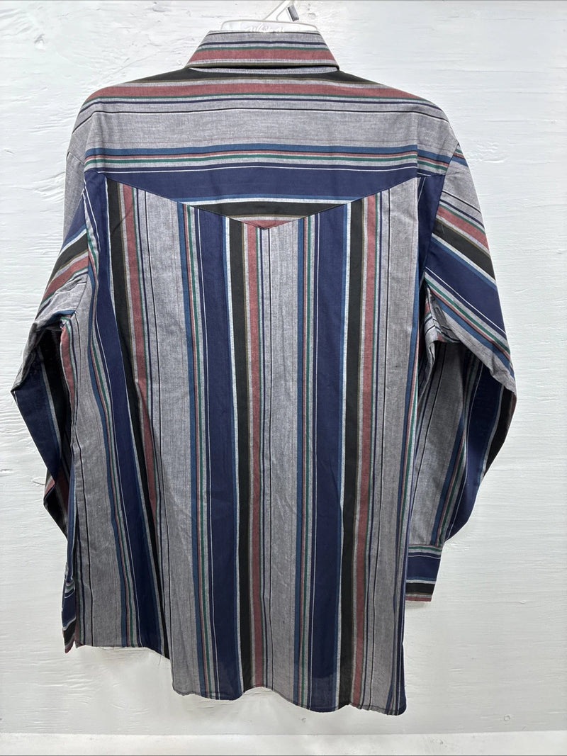 New Men’s ELY Cattleman Multiple Color Striped Long Sleeve Pearl Snap XL J-26