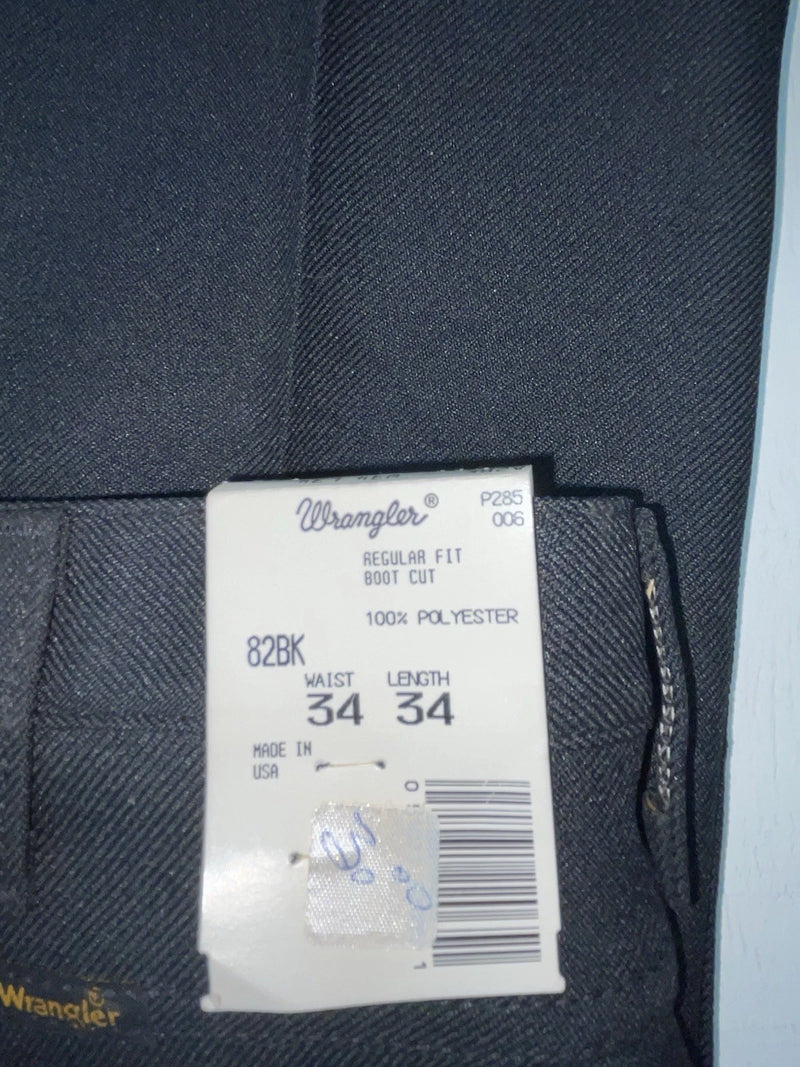 New Vintage Black Wrangler Polyester Pants #82BK ZZ-13