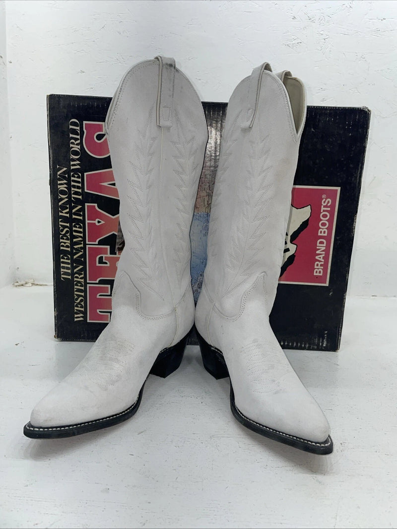 New Women’s White Texas Brand Cowboy Boots. L 198917 7 M. 18-45