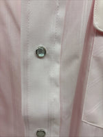 New Men’s Panhandle Slim Pink Stripe Short Sleeve Peal Snap 17 XL R-75