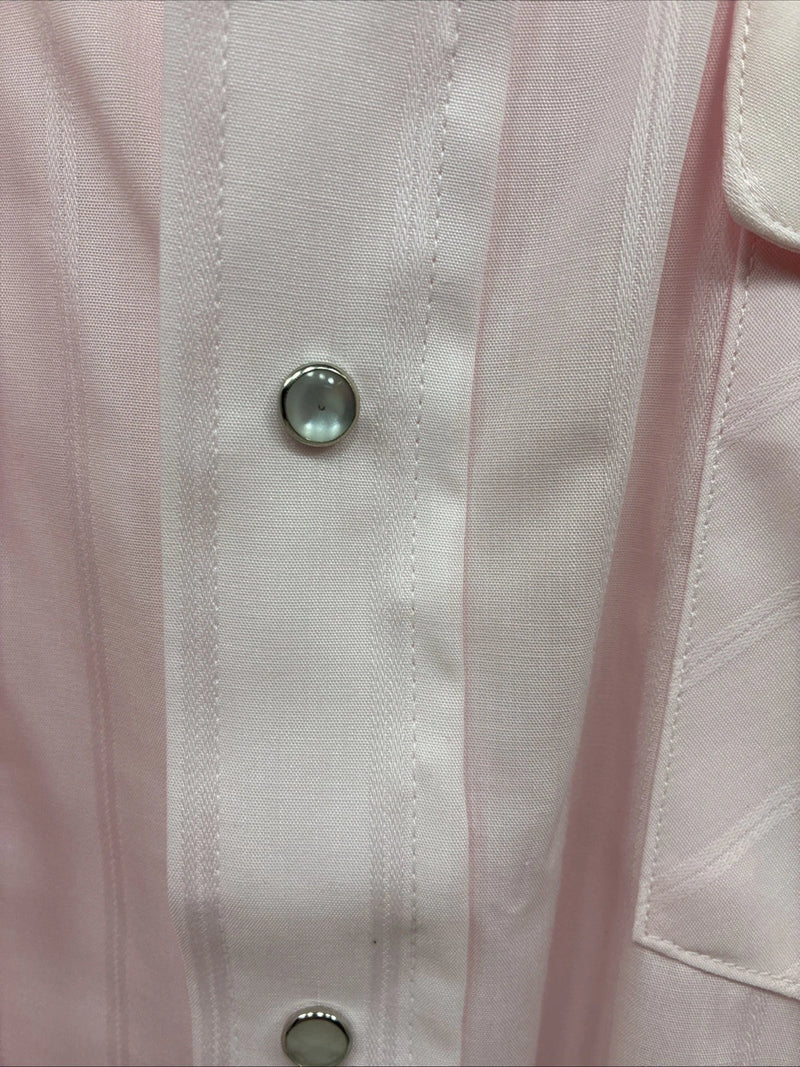 New Men’s Panhandle Slim Pink Stripe Short Sleeve Peal Snap 17 XL R-75