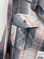 New Women’s Cumberland Pink Purple Plaid Long Sleeve Button Up XL GG-85