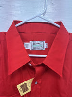 New Men’s H Bar C Simple Red Long Sleeve Pearl Snap 17.5 X 35 XL R-58