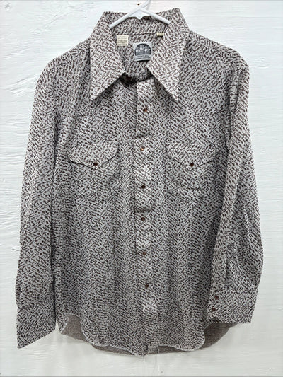 New Men’s Miller Brown Designed Long Sleeve Pearl Snap 17 X 33 XL T-6