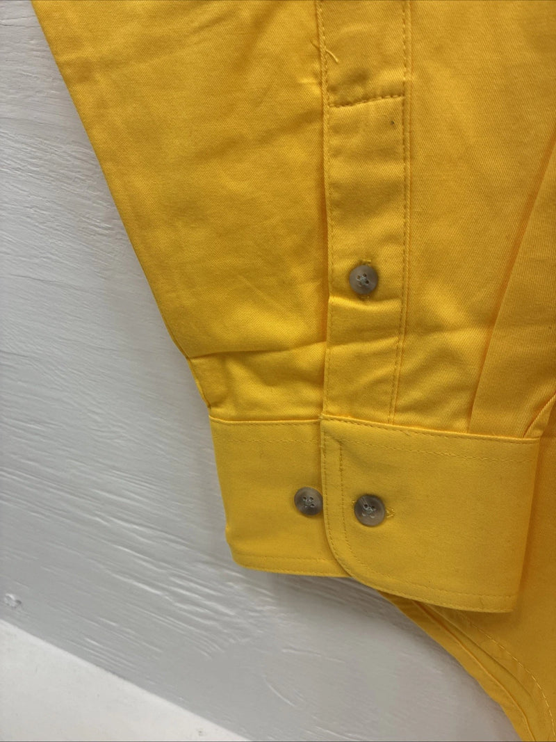 New Men’s Wrangler PBR Yellow Jean Design Long Sleeve Button Up XL O-46