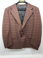 New Men’s Tanbark Red Plaid Suit Jacket 48R #720 X-601