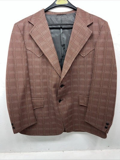 New Men’s Tanbark Red Plaid Suit Jacket 48R #720 X-601