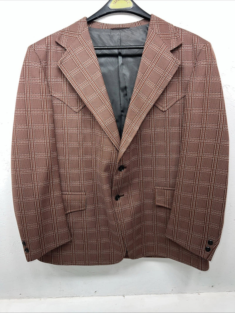 New Men’s Tanbark Red Plaid Suit Jacket 48R #720 X-601