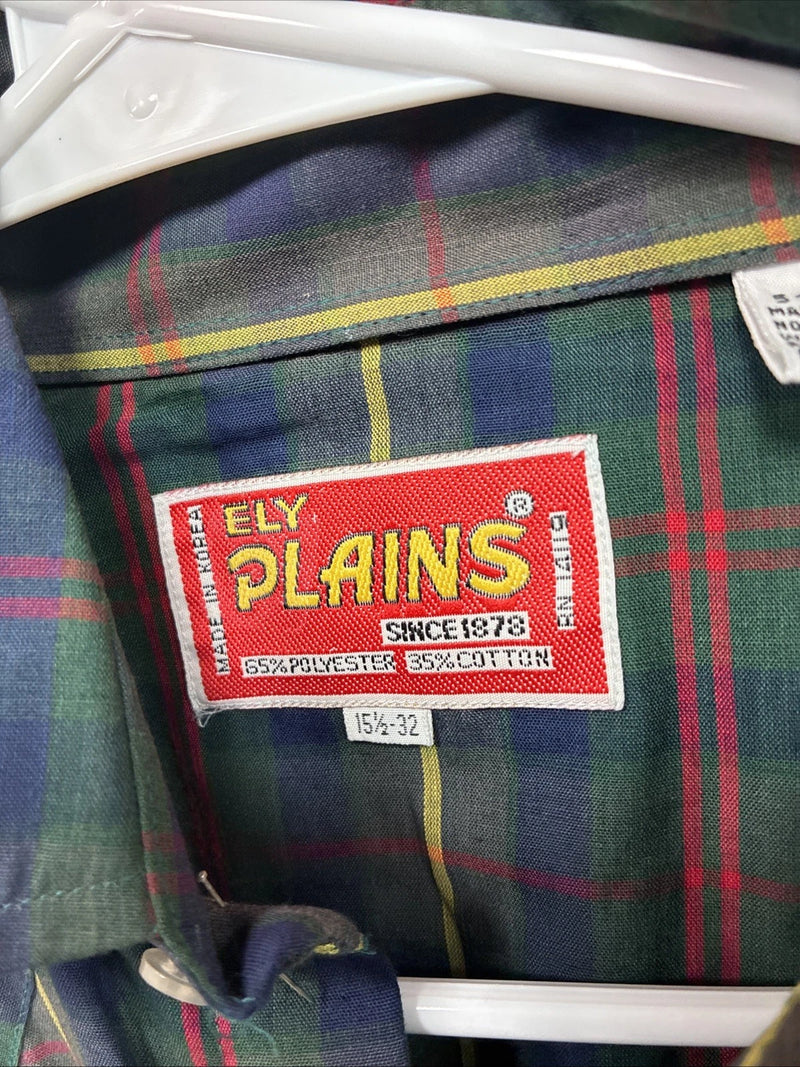 New Men’s ELY Plains Green Plaid Long Sleeve Pearl Snap 15.5 X 32 Medium R-36