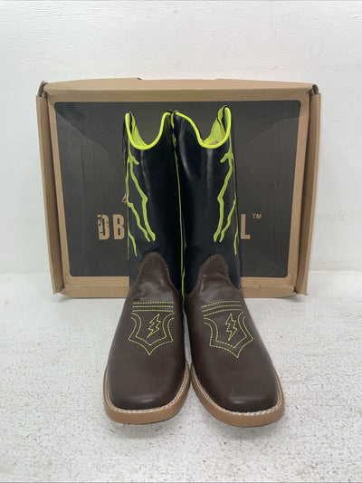 New Youth Brown DBL Barrel Cowboy Boots. 4475802 5. 2-99