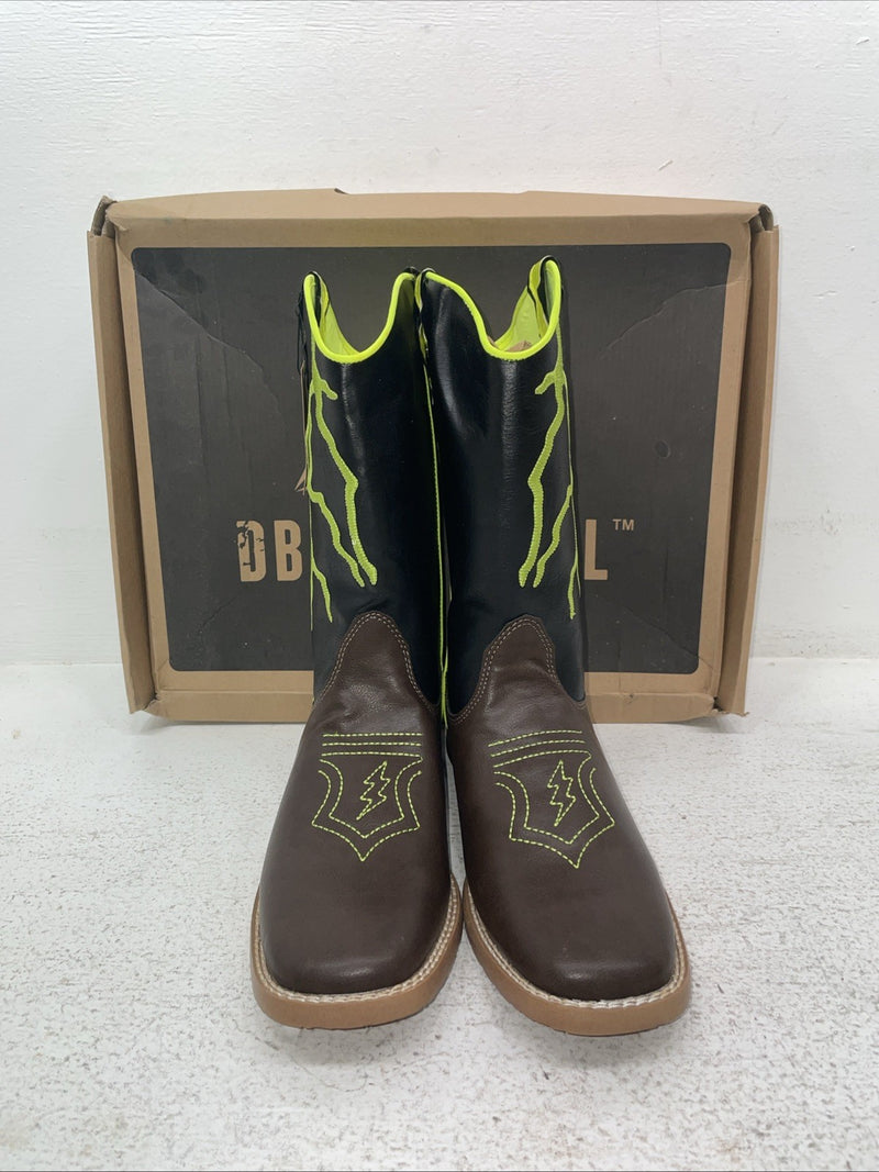 New Youth Brown DBL Barrel Cowboy Boots. 4475802 5. 2-99
