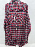 New Men’s White Horse Red Black Flannel Long Sleeve Pearl Snap 2XL H-37