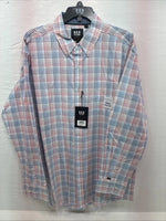 New Men’s ELY Cattleman White Multicolor Plaid Long Sleeve Button Up XL R-52
