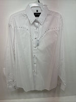 New Women’s White Horse White Gem Long Sleeve Pearl Snap 2XL II-1