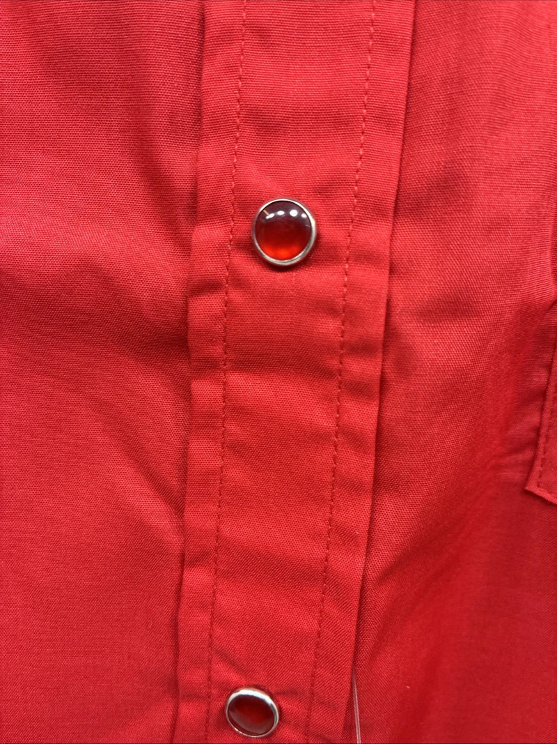 New Men’s ELY Cattleman Red Western Short Sleeve Pearl Snap 16 Large T-57