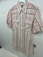 New Men’s Dee-Cee Red Stripe Short Sleeve Pearl Snap 15 Medium AA-120