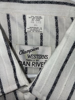 New Men’s Champion Western White Stripe Long Sleeve Pearl Snap 16.5 Large AA-58
