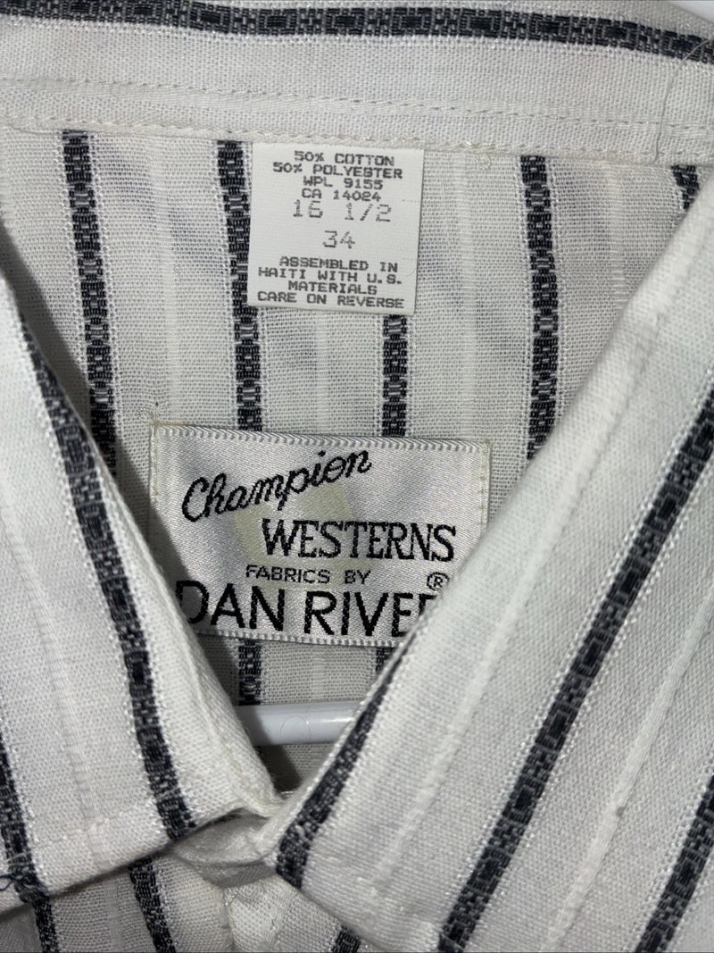 New Men’s Champion Western White Stripe Long Sleeve Pearl Snap 16.5 Large AA-58