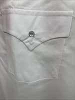 New Men’s ELY Cattleman White Blue Embroidered Long Sleeve Pearl Snap 2XL H-29