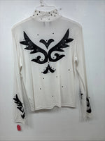 New Women’s 1849 RanchWear White Black Long Sleeve Shirt Size Large TT-75