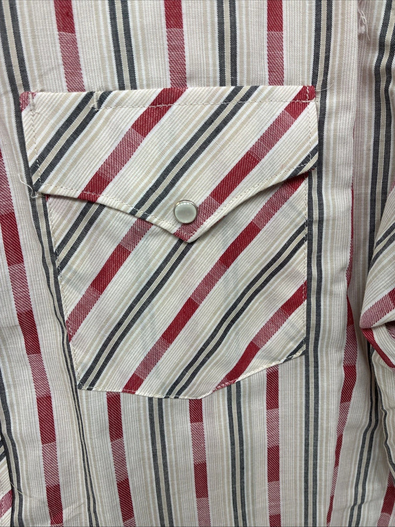 New Women’s White Horse Red White Stripe Short Sleeve Pearl Snap Large YY-116