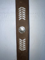 New Brown Genuine Leather 3D Pendent And Weaved 28” Belt #3502 JJ-57