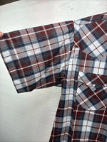 New Men’s ELY Cattleman Red White Plaid Short Sleeve Pearl Snap Large Tall X-66