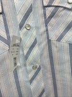 New Kids White Horse Blue Stripe Long Sleeve Pearl Snap Medium DD-35