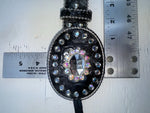New Black Genuine Leather Nocona Silver Bling Beaded L Belt #N3424601 JJ-70