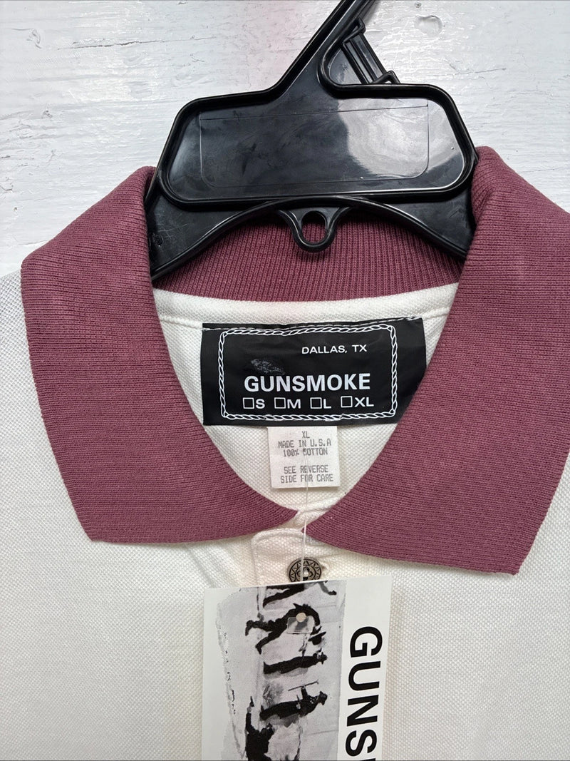New Men’s GunSmoke White Pink Western Design Short Sleeve Polo XL R-77