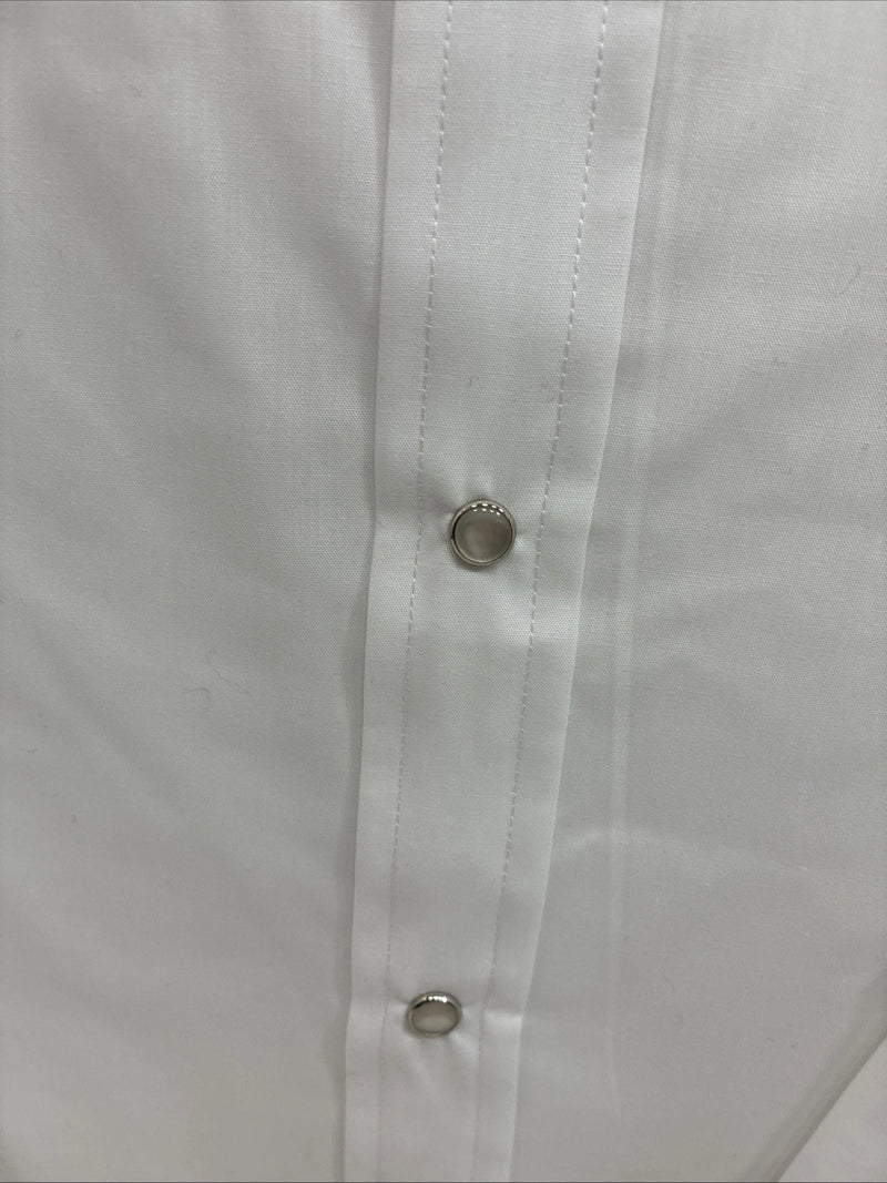 New Men’s ELY cattleman White Long Sleeve Pearl Snap 18.5 X 35 2XL H-36