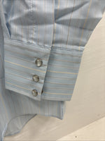 New Men’s ELY Cattleman Blue Stripe Long Sleeve Pearl Snap 16 X 34 Large V-113